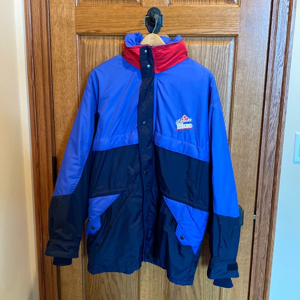 Men’s Roots brand Labatts beer ski jacket size large with detachable liner